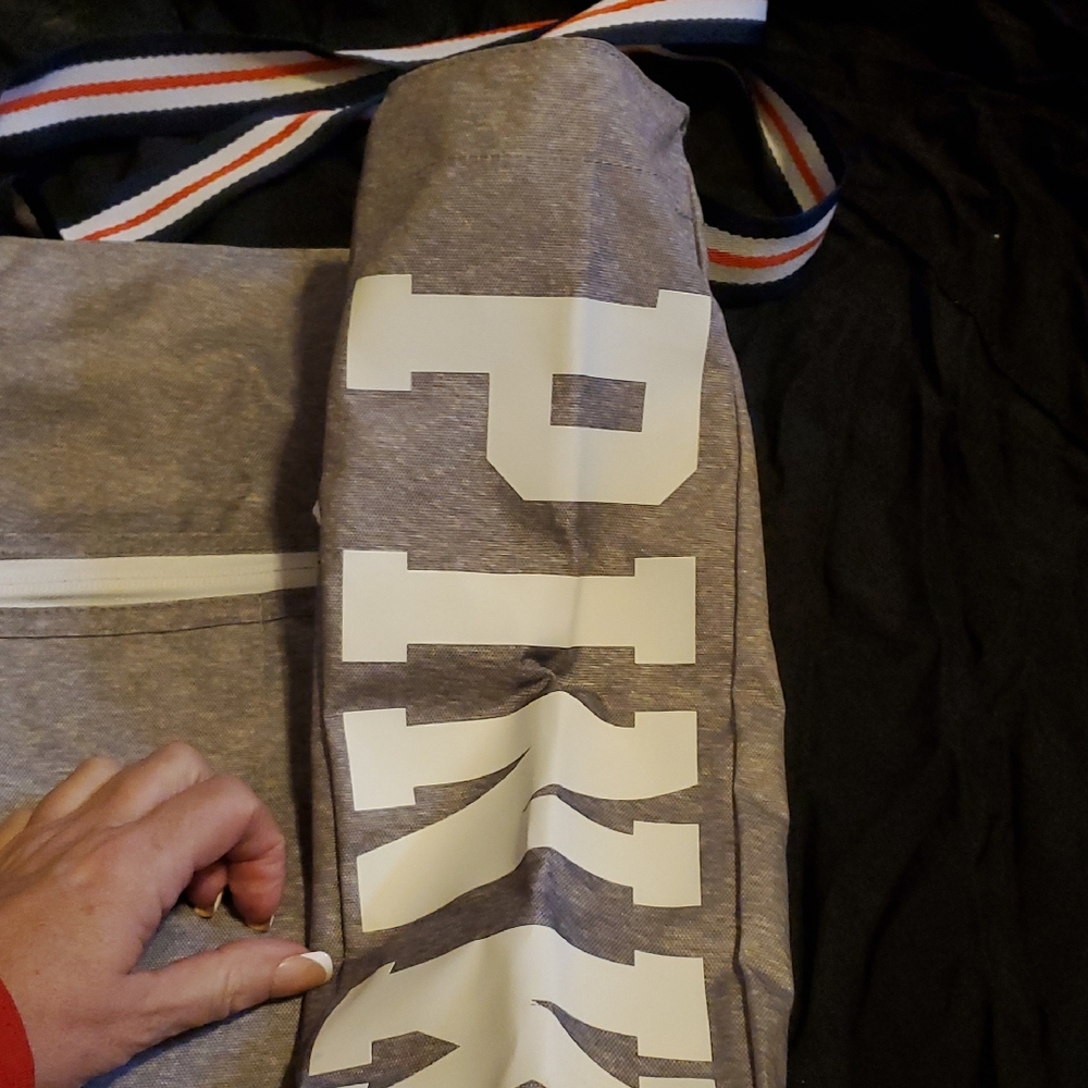 Brand NEW Victoria's Secret  PINK Gray Tote with White Accents